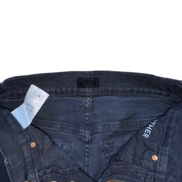 MOTHER Insider Crop Step Fray Guilty Racer Black Womens Sz 24 - Picture 5 of 6